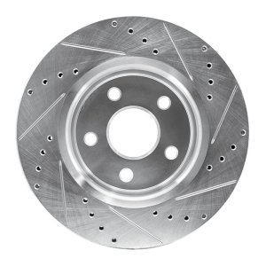 Jeep Commander Brake Rotor (1) - Front Left - R1 Concepts - Drilled & Slotted - Silver - `05-`10